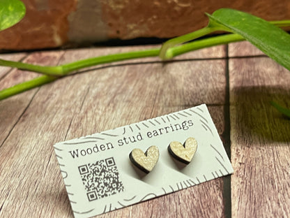 Mini Heart Stud Earrings – Pick Your Color – Tiny Wooden Heart Earrings – Cute Hand Painted Jewelry – Valentine Gift Idea