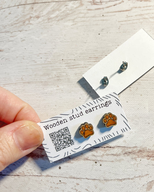 Tiny Paw Stud Earrings in Brown – Perfect for Pet Lovers