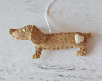 Felt dog ornament, Wiener-Dog, Dachshund
