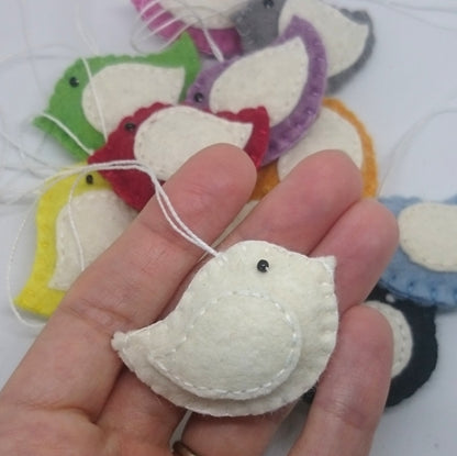 Little felt bird ornament set of 2, tiny home decor
