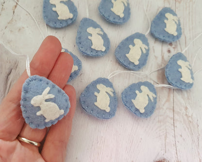 Mini Easter egg ornaments with bunny - wool felt party supplies
