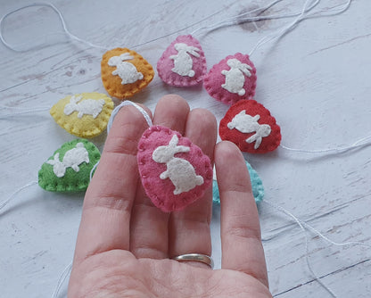 Mini Easter egg ornaments with bunny - wool felt party supplies