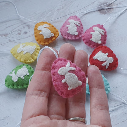 Mini Easter egg ornaments with bunny - wool felt party supplies