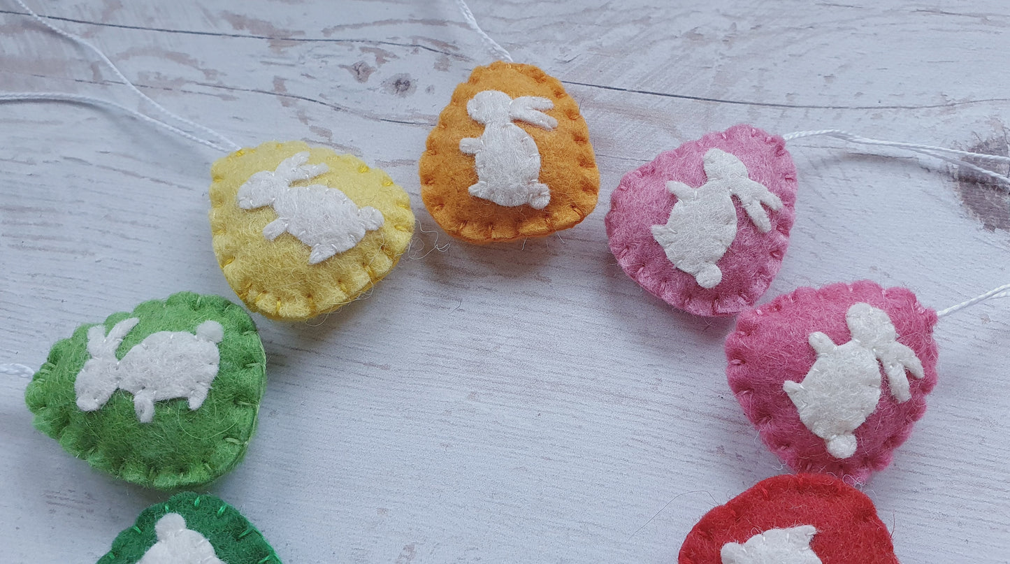 Mini Easter egg ornaments with bunny - wool felt party supplies