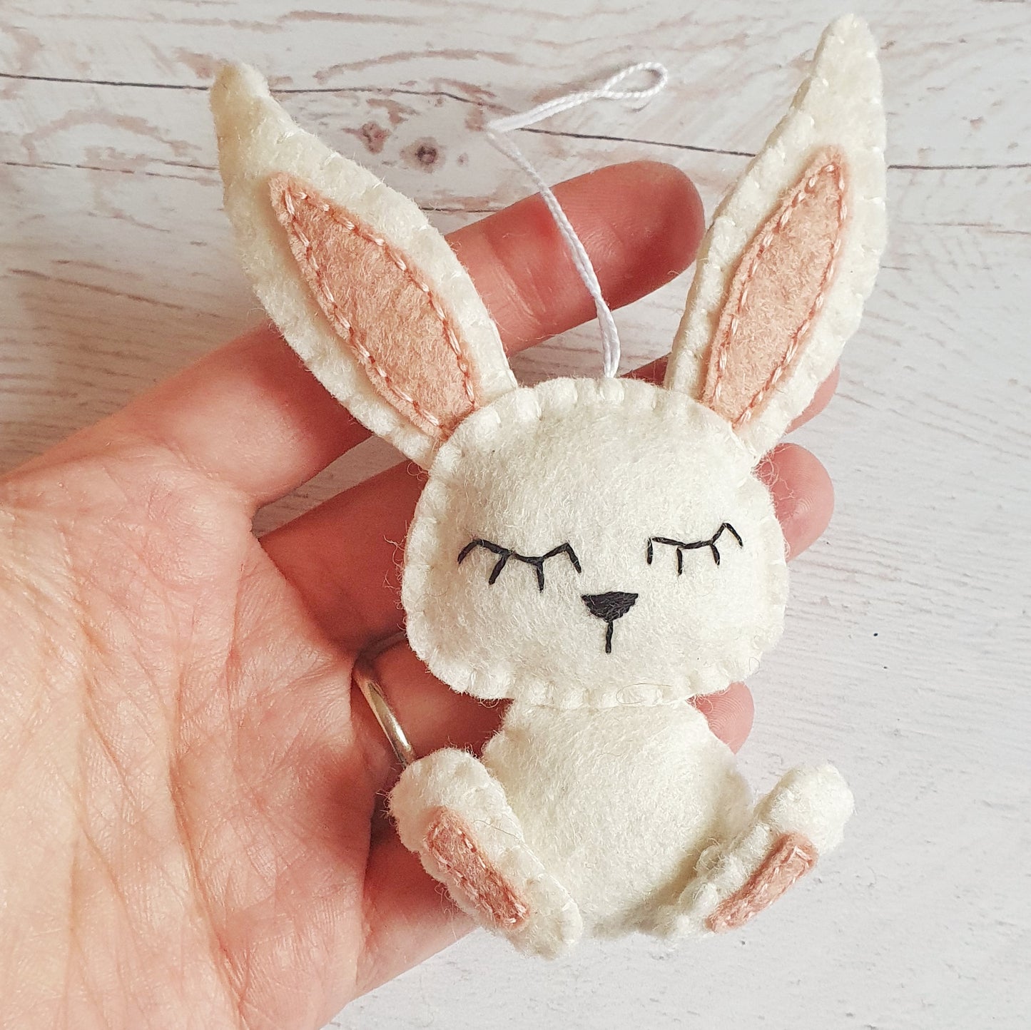 Handmade felt rabbit ornament