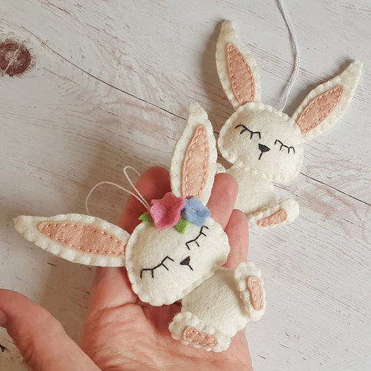 Handmade felt rabbit ornament