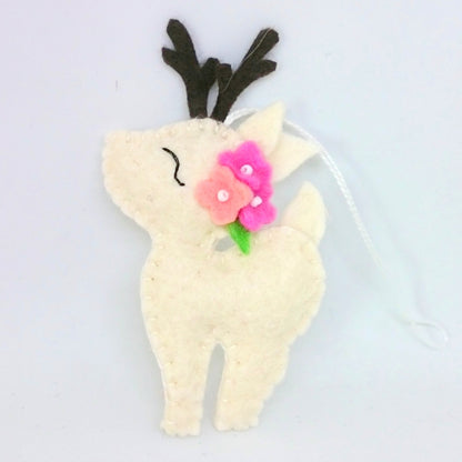 Felt deer ornament - woodland hanging animals from wool - Christmas creatures - home decor - nursery decoration for baby room