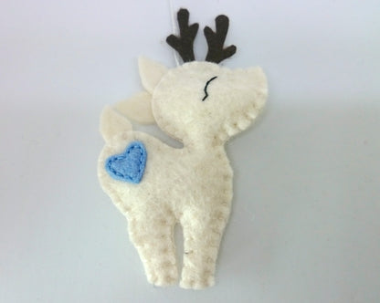 Felt deer ornament - woodland hanging animals from wool - Christmas creatures - home decor - nursery decoration for baby room