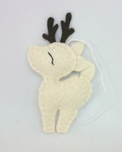 Felt deer ornament - woodland hanging animals from wool - Christmas creatures - home decor - nursery decoration for baby room