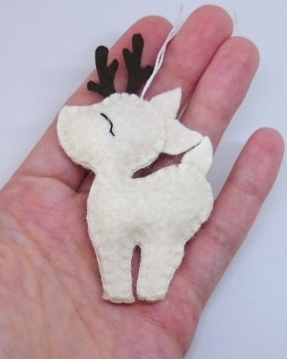 Felt deer ornament - woodland hanging animals from wool - Christmas creatures - home decor - nursery decoration for baby room