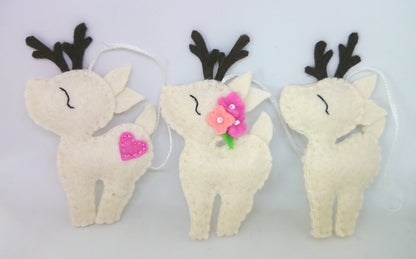 Felt deer ornament - woodland hanging animals from wool - Christmas creatures - home decor - nursery decoration for baby room