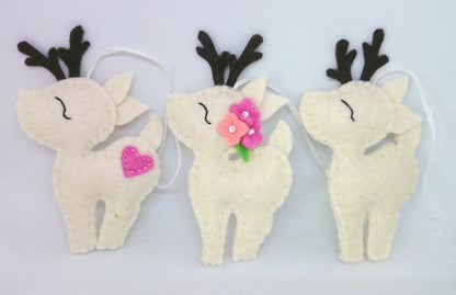 Felt deer ornament - woodland hanging animals from wool - Christmas creatures - home decor - nursery decoration for baby room