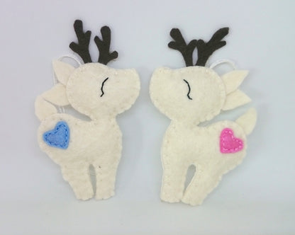 Felt deer ornament - woodland hanging animals from wool - Christmas creatures - home decor - nursery decoration for baby room