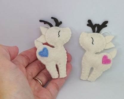 Felt deer ornament - woodland hanging animals from wool - Christmas creatures - home decor - nursery decoration for baby room