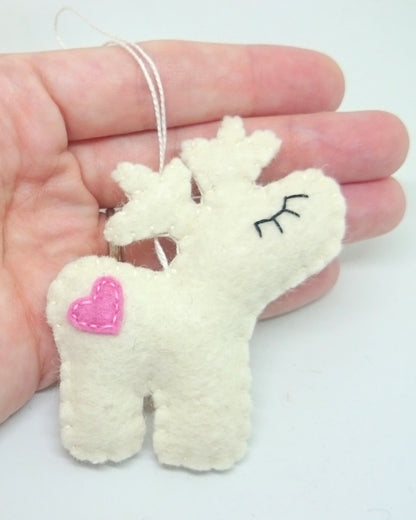 Felt reindeer ornament, red nose deer