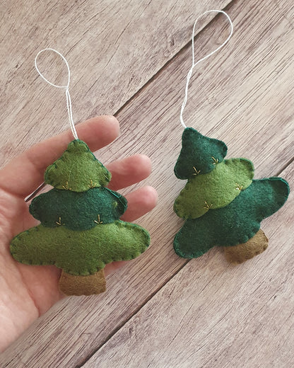 Christmas tree ornament - felt hanging decoration - Christmas/Housewarming home decor - hand embroidered - for x-mas