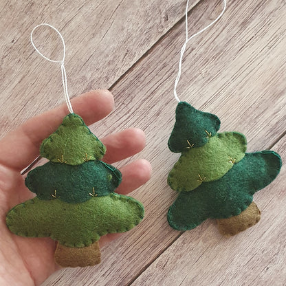 Christmas tree ornament - felt hanging decoration - Christmas/Housewarming home decor - hand embroidered - for x-mas