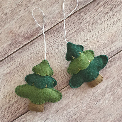 Christmas tree ornament - felt hanging decoration - Christmas/Housewarming home decor - hand embroidered - for x-mas