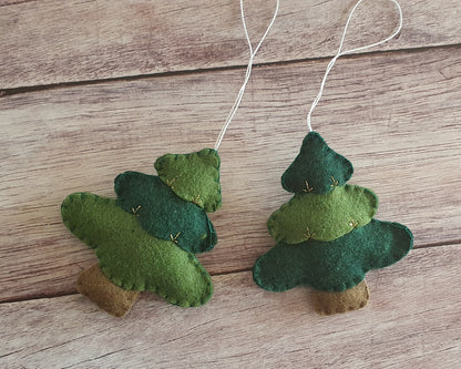 Christmas tree ornament - felt hanging decoration - Christmas/Housewarming home decor - hand embroidered - for x-mas