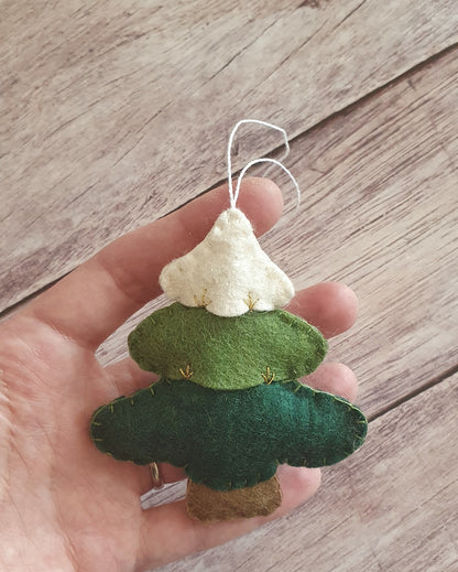 Christmas tree ornament - felt hanging decoration - Christmas/Housewarming home decor - hand embroidered - for x-mas