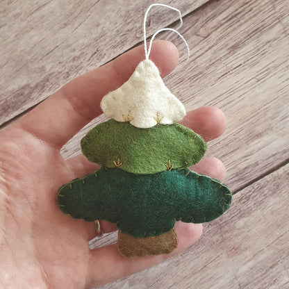 Christmas tree ornament - felt hanging decoration - Christmas/Housewarming home decor - hand embroidered - for x-mas