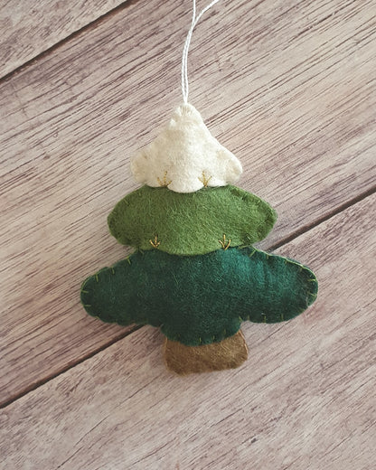 Christmas tree ornament - felt hanging decoration - Christmas/Housewarming home decor - hand embroidered - for x-mas