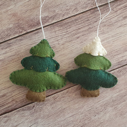 Christmas tree ornament - felt hanging decoration - Christmas/Housewarming home decor - hand embroidered - for x-mas