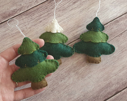 Christmas tree ornament - felt hanging decoration - Christmas/Housewarming home decor - hand embroidered - for x-mas