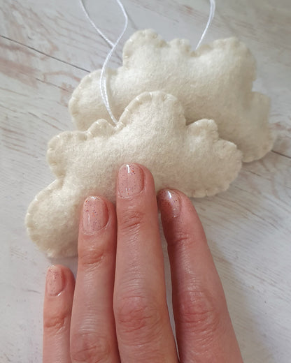 Felt cloud ornament, nursery cloud decoration, cloud wall hanging