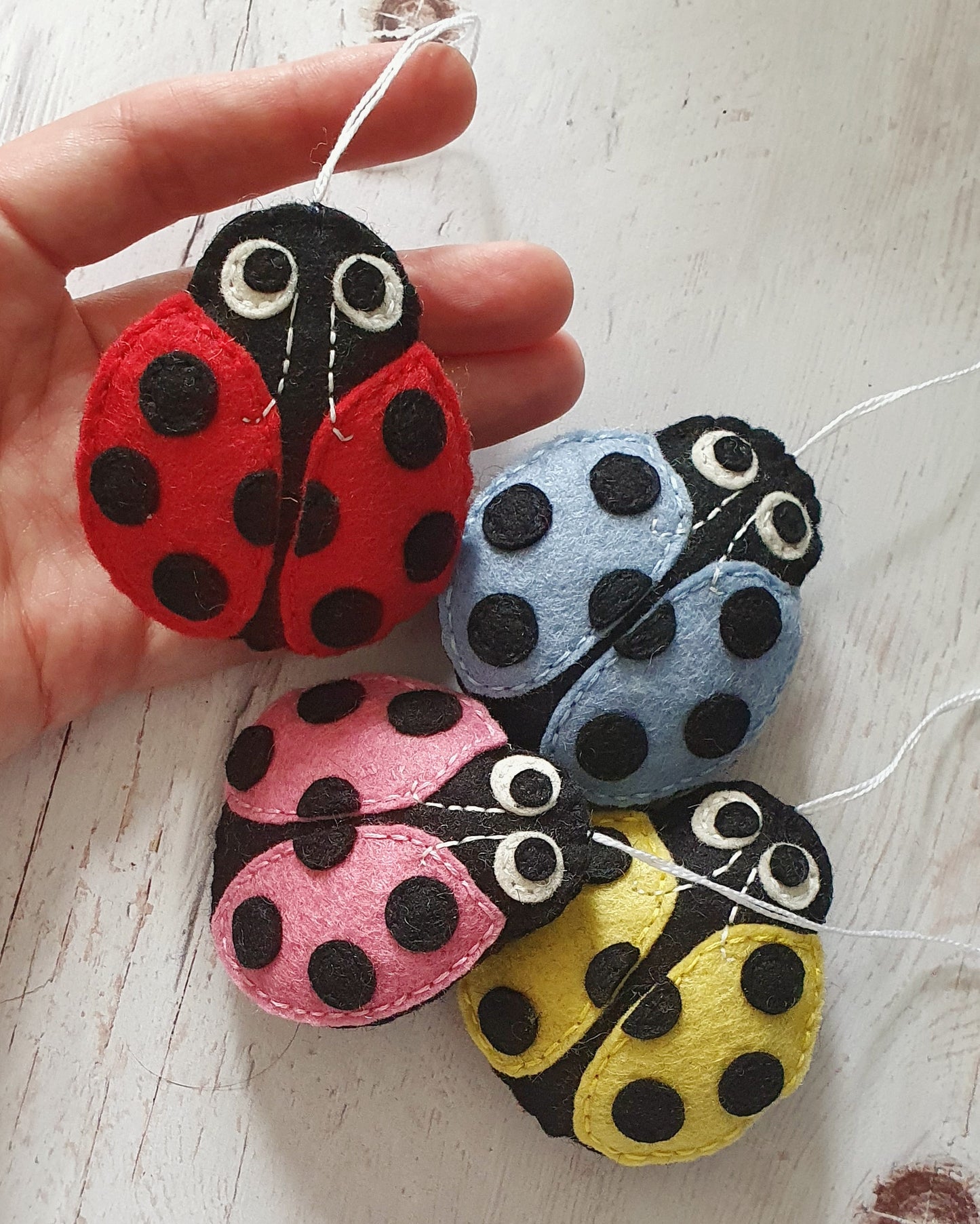 Ladybird hanging ornament, felt ladybug decoration