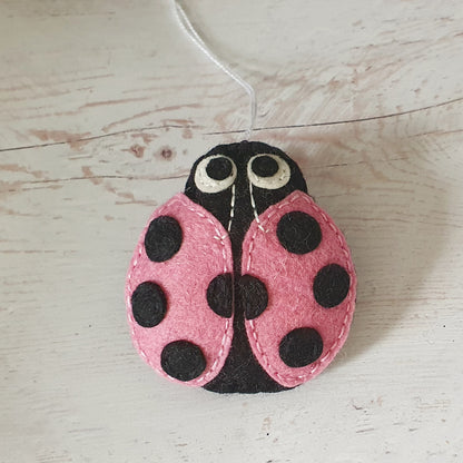 Ladybird hanging ornament, felt ladybug decoration