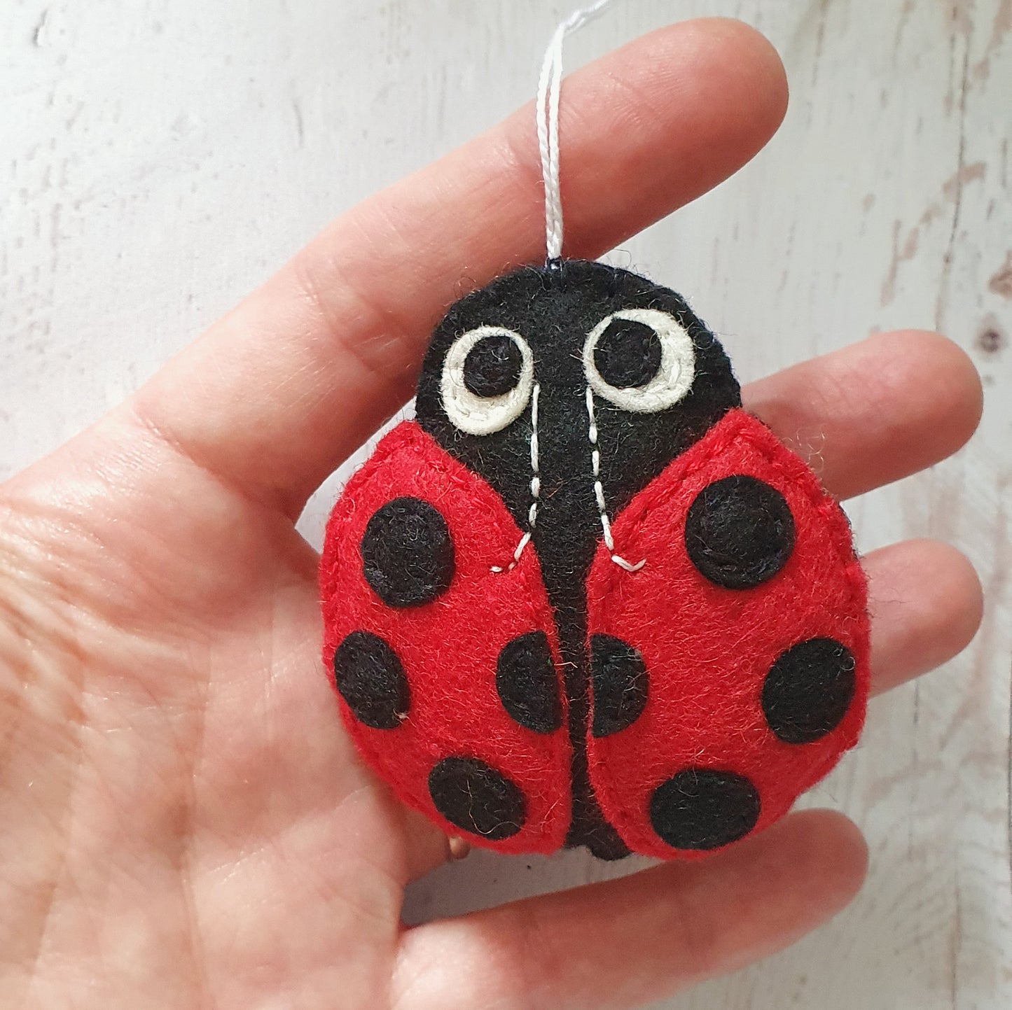 Ladybird hanging ornament, felt ladybug decoration