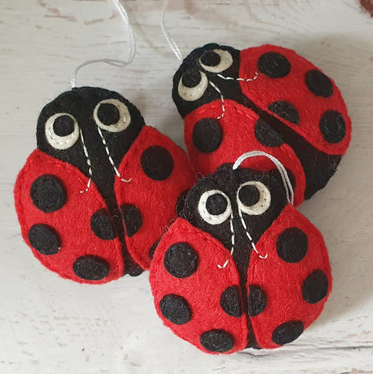 Ladybird hanging ornament, felt ladybug decoration