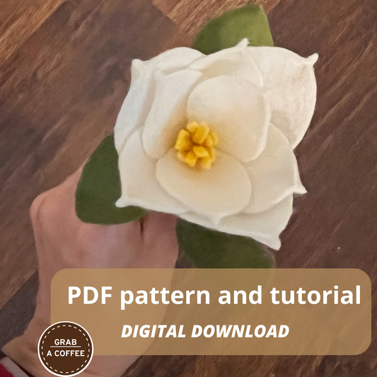 DIY Felt Magnolia Flower Pattern PDF – Elegant Floral Template & Step-by-Step Guide – Handmade Home Décor