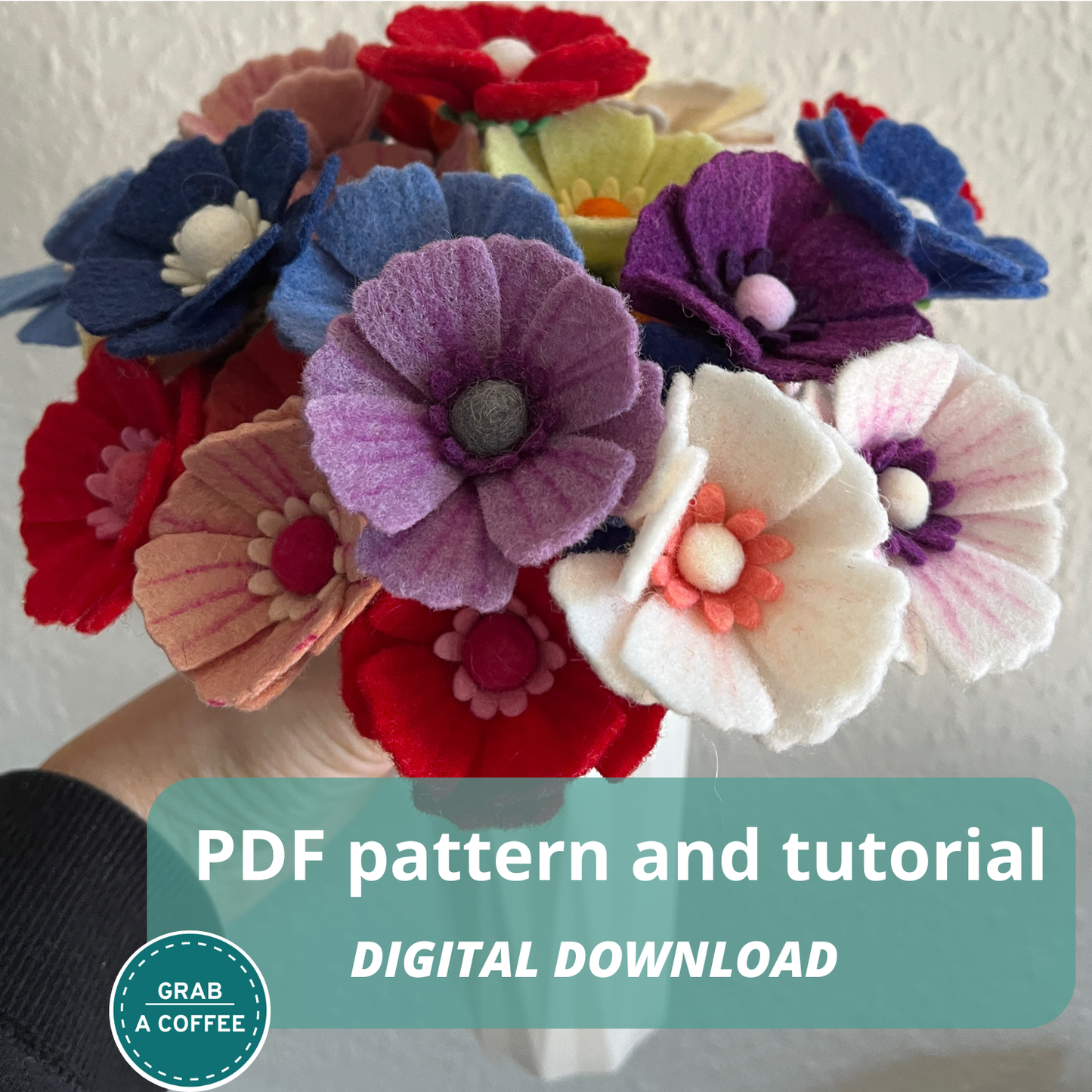 DIY Felt Cosmos Flower Pattern PDF – Digital Template & Step-by-Step Sewing Guide – Handmade Floral Decoration