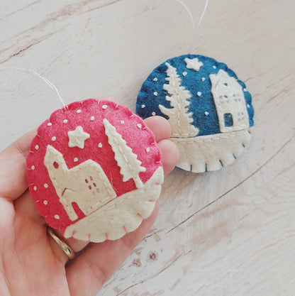 Tiny houses felt ornament SET OF 6
