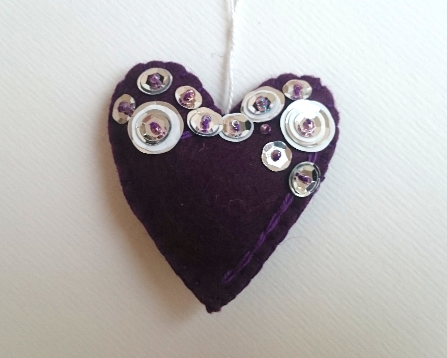 Heart ornament - felt ornaments with sequins - Valentine's day decoration