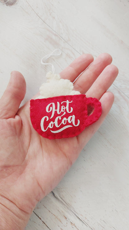 Felt hot cocoa cup - winter wonderland, Christmas decoration