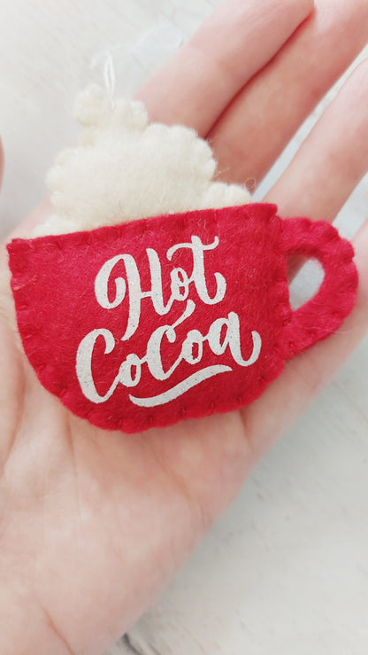 Felt hot cocoa cup - winter wonderland, Christmas decoration