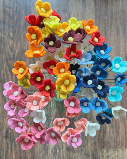 Felt Flowers - Minimalist filler Stems - set of 5 - choose your color pack