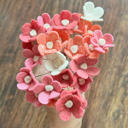 Felt Flowers - Minimalist filler Stems - set of 5 - choose your color pack