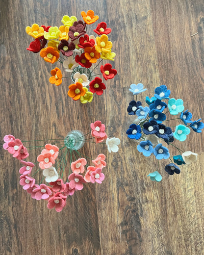 Felt Flowers - Minimalist filler Stems - set of 5 - choose your color pack