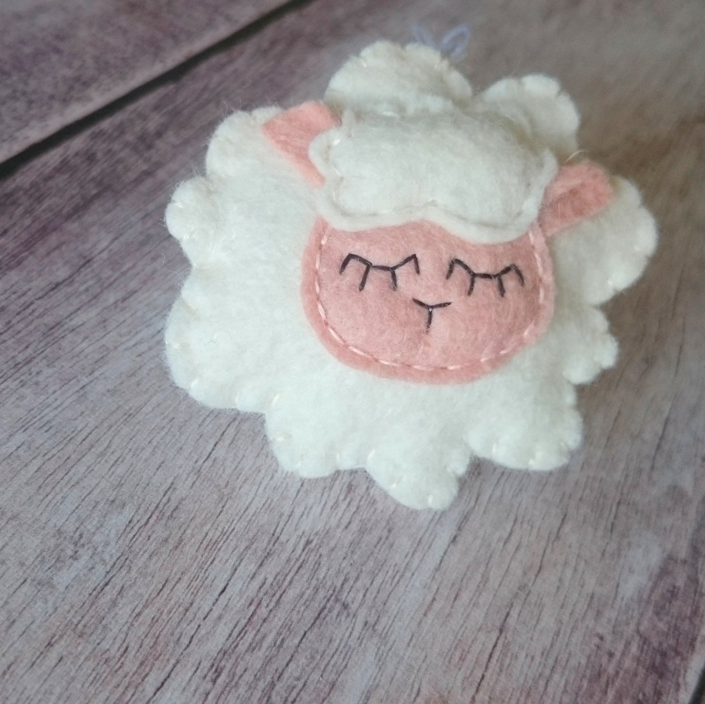 Sleepy Sheep ornament - felt lamb Christmas decor