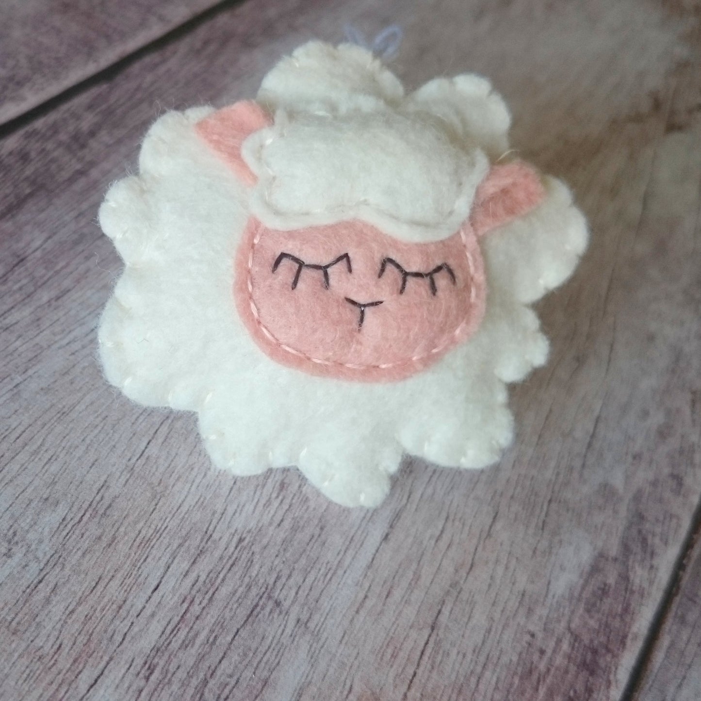 Sleepy Sheep ornament - felt lamb Christmas decor