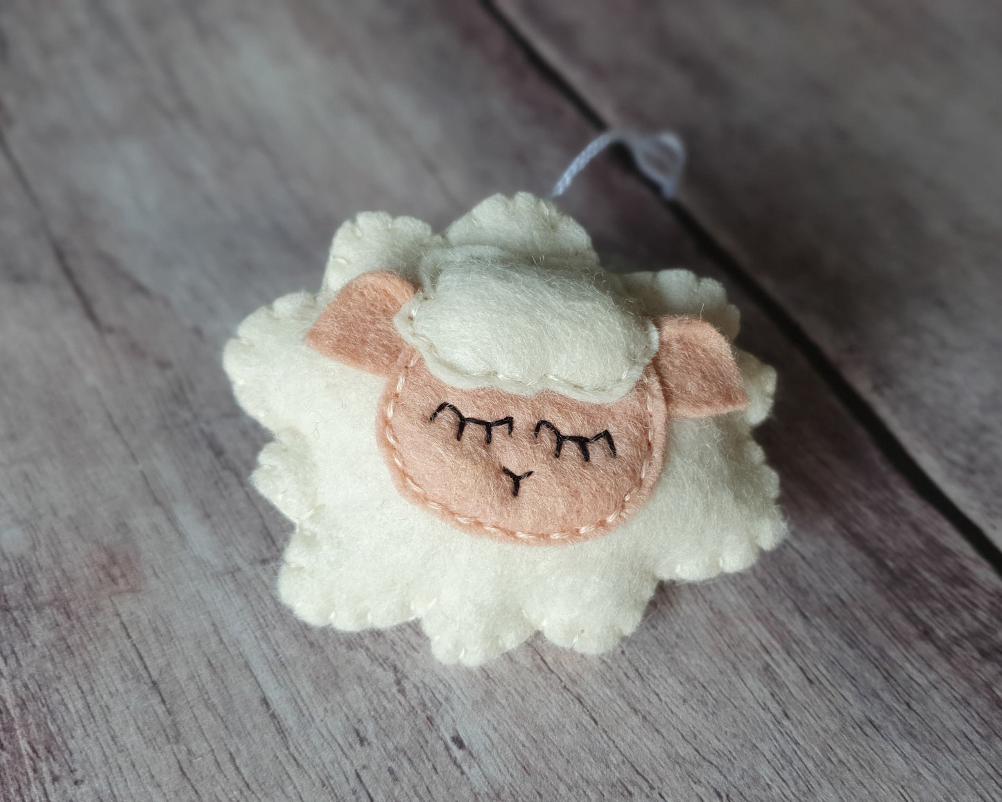 Sleepy Sheep ornament - felt lamb Christmas decor