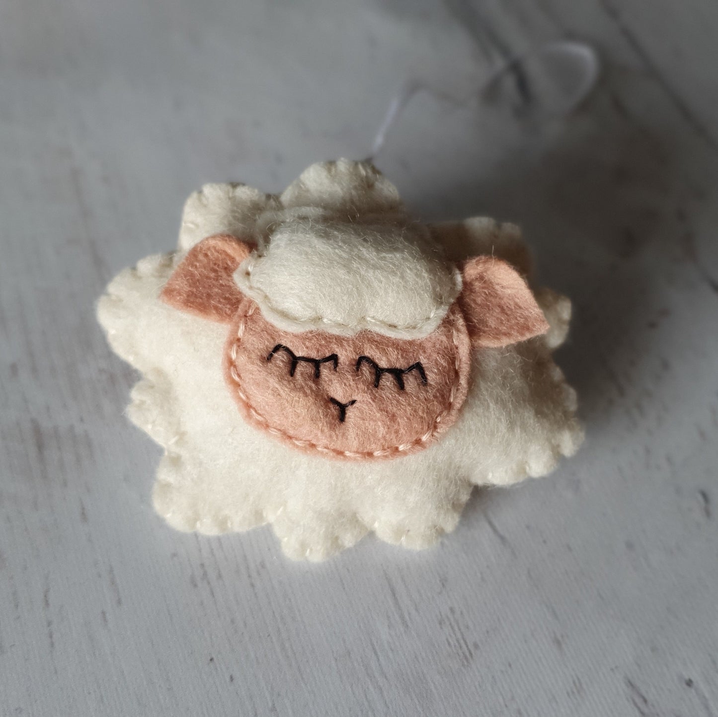 Sleepy Sheep ornament - felt lamb Christmas decor