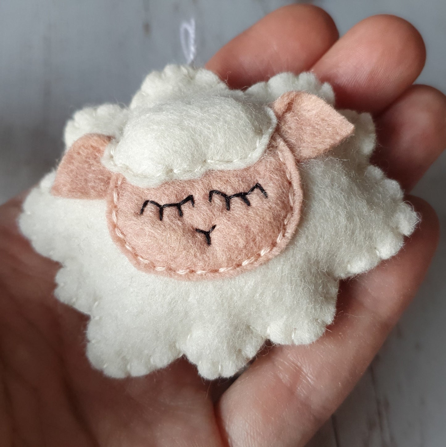 Sleepy Sheep ornament - felt lamb Christmas decor