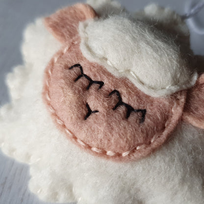 Sleepy Sheep ornament - felt lamb Christmas decor