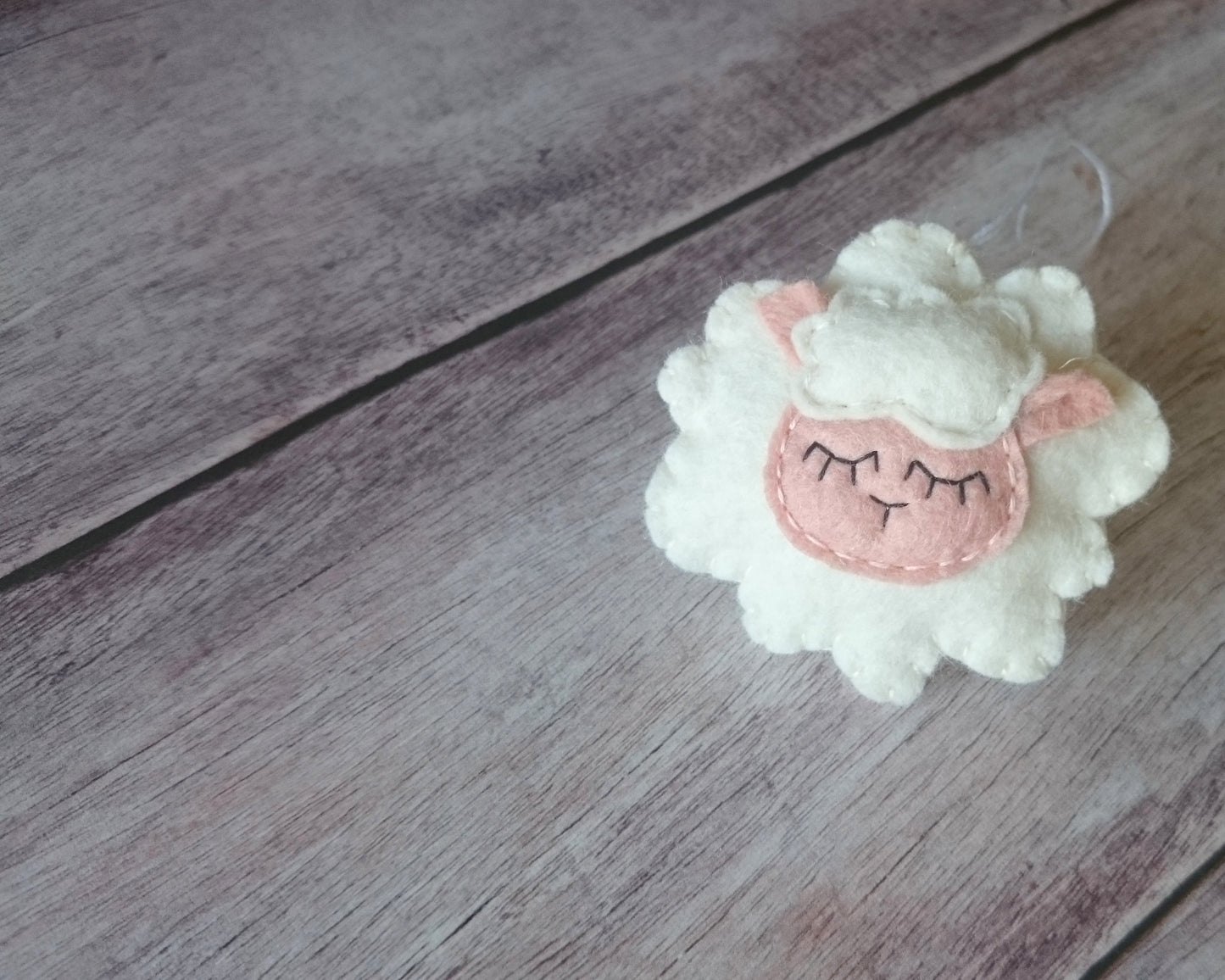 Sleepy Sheep ornament - felt lamb Christmas decor