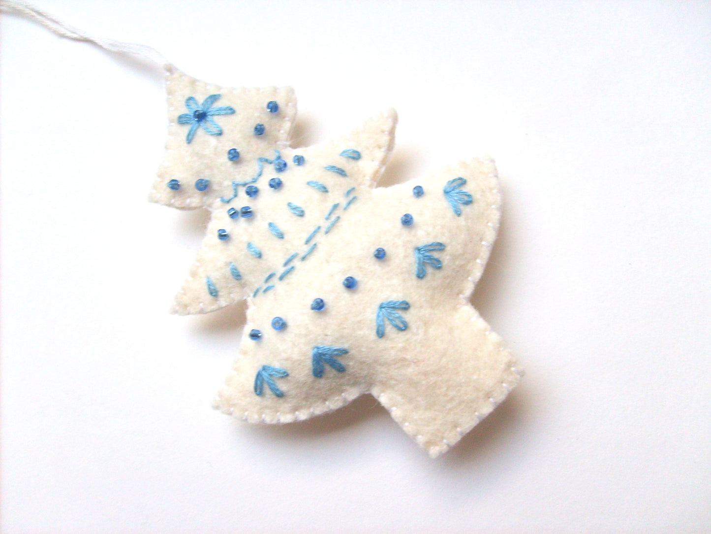Embroidered Christmas tree ornament - felt hanging decoration